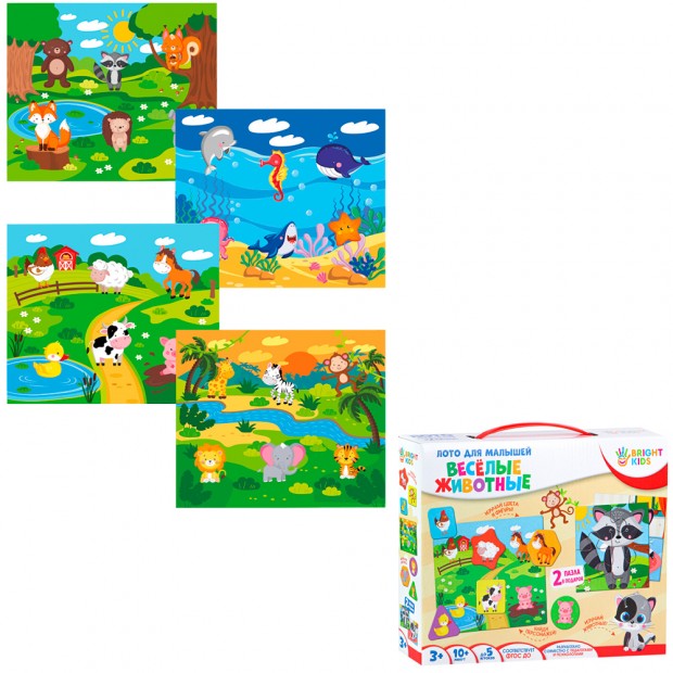 Лото для малышей. Веселые животные ИН-8027 Лото для малышей. Веселые животные ИН-8027