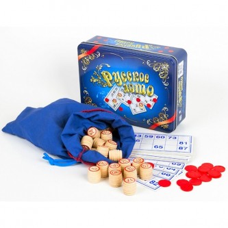 Лото Русское жестяная коробка синяя 01780