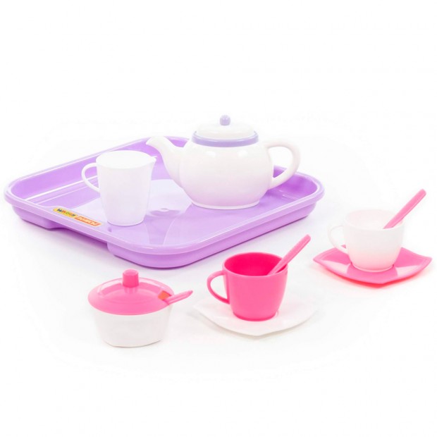 Набор посуды Алиса с подносом на 2 персоны 13 элементов в сеточке 58959 Набор посуды Алиса с подносом на 2 персоны 13 элементов в сеточке 58959