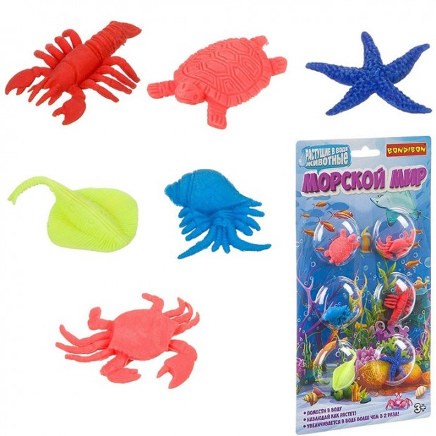 Набор животных Растущие в воде Морской мир набор 6 шт ВВ3521 Набор животных Растущие в воде Морской мир набор 6 шт ВВ3521