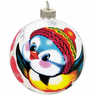 Шар 80мм Синичка в шапочке КУ-80-214025 Шар 80мм Синичка в шапочке КУ-80-214025