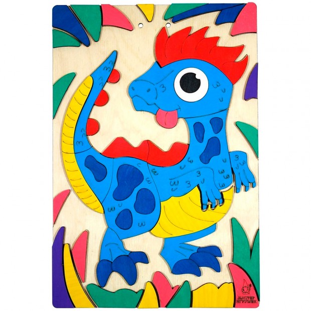 Деревянная Развивающая игра Аппликация Динозавр IG0778 Деревянная Развивающая игра Аппликация Динозавр IG0778