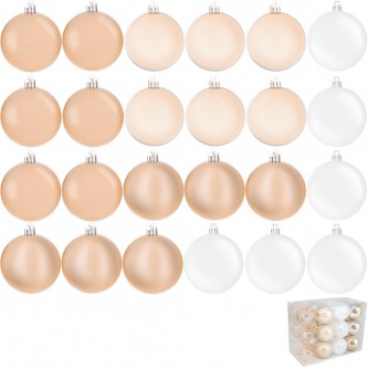 Елочный набор Шары белый, беж 7см, 24 шт SYQA-0123019