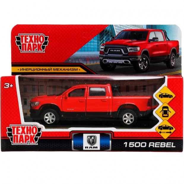 Модель DODGE RAM 1500 REBEL 13 см, двери, багаж, инер, красный Технопарк в коробке Модель DODGE RAM 1500 REBEL 13 см, двери, багаж, инер, красный Технопарк в коробке