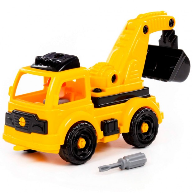 Конструктор-транспорт Автомобиль-экскаватор 32 эл. жёлто-чёрный в кор. 43235 Конструктор-транспорт Автомобиль-экскаватор 32 эл. жёлто-чёрный в кор. 43235