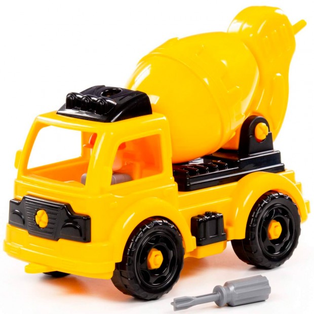 Конструктор-транспорт Автомобиль-бетоновоз 27 эл. жёлто-чёрный в кор. 43242 Конструктор-транспорт Автомобиль-бетоновоз 27 эл. жёлто-чёрный в кор. 43242