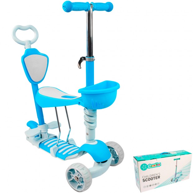 Самокат каталка 3-х кол. голубой 318 Самокат каталка 3-х кол. голубой 318