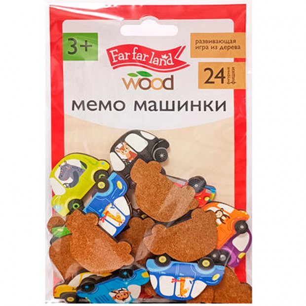 Игра МЕМО Машинки Far far land wood  24 фишки в пакете 05191