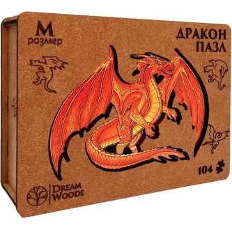 Деревянные Пазл фигурный Дракон M красный P-015R Деревянные Пазл фигурный Дракон M красный P-015R