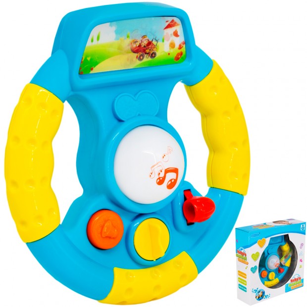 Руль музыкальный в коробке, голубой