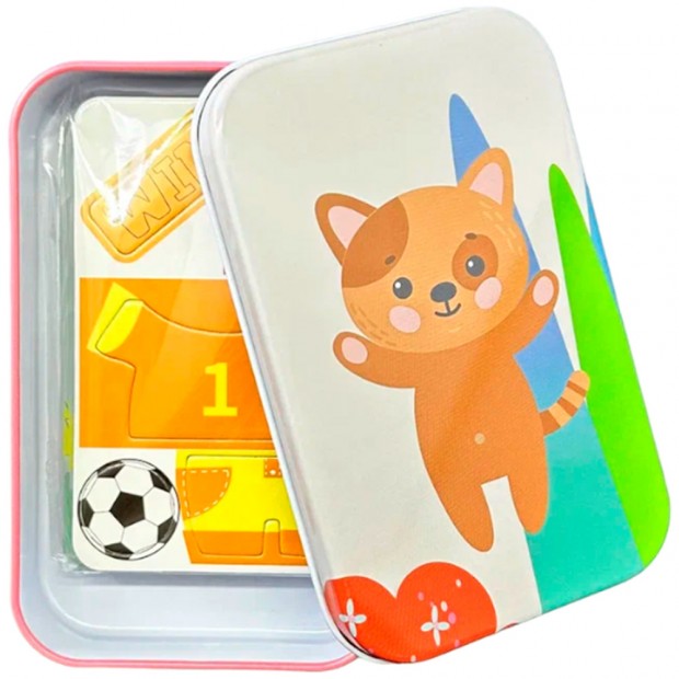 Пазл магнитный с карточками Котик в металлическом пенале 22313 Пазл магнитный с карточками Котик в металлическом пенале 22313