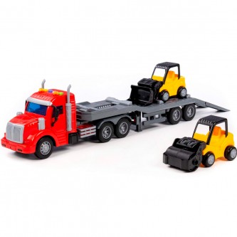 Автомобиль-Трейлер "Профи" + дорожный каток "Мини" погрузчик "Мини" в коробке 77049