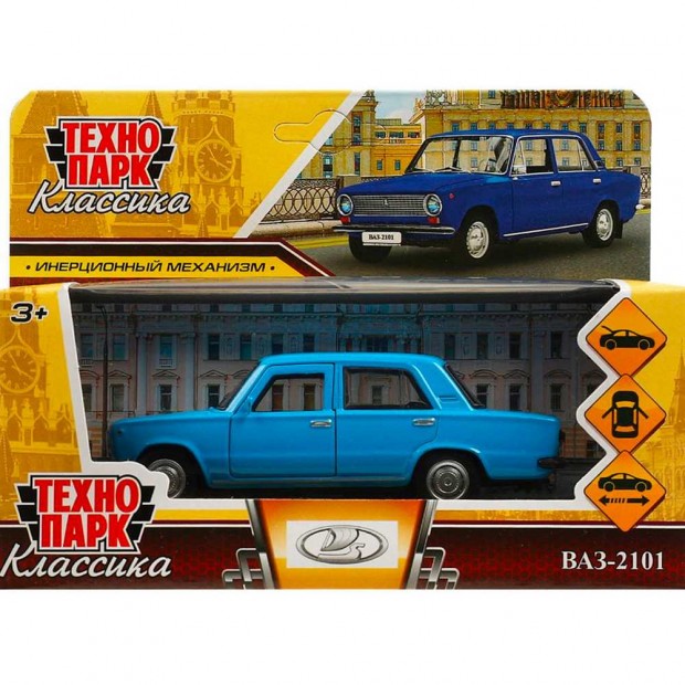 Модель ВАЗ-2101 длина 12 см, двери, багаж, инерц, синий Технопарк в коробке Модель ВАЗ-2101 длина 12 см, двери, багаж, инерц, синий Технопарк в коробке