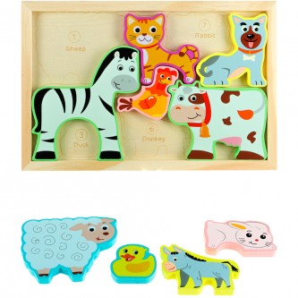 Деревянная Пазл рамка Домашние животные 22х16х8см. И-0413 Деревянная Пазл рамка Домашние животные 22х16х8см. И-0413