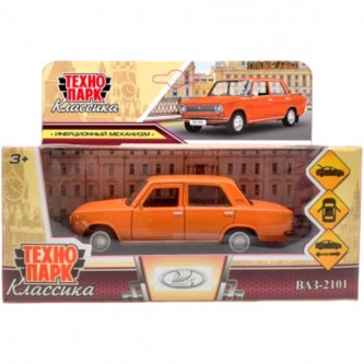 Модель ВАЗ-2101 длина 12 см, двери, багаж, инерц, оранжевый Технопарк в коробке Модель ВАЗ-2101 длина 12 см, двери, багаж, инерц, оранжевый Технопарк в коробке