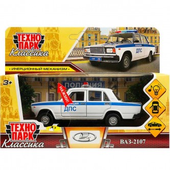 Модель ВАЗ-2107 ПОЛИЦИЯ, свет-звук, длина 12 см,белый Технопарк в кор. Модель ВАЗ-2107 ПОЛИЦИЯ, свет-звук, длина 12 см,белый Технопарк в кор.
