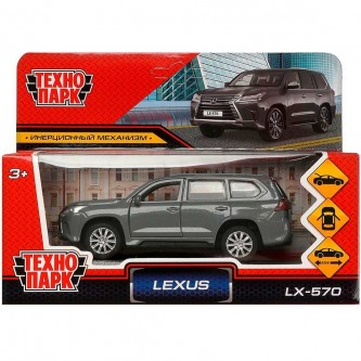 Модель LX570-12-GY LEXUS LX-570 длина 12 см, двери, багаж, инерц, серый Технопарк в коробке