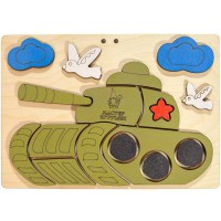 Деревянная Развивающая игра Аппликация Танк IG0808