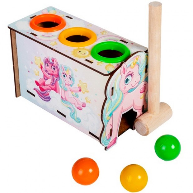 Деревянная Стучалка Единорог 3 отверстия, 115212 Деревянная Стучалка Единорог 3 отверстия, 115212