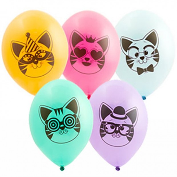 Набор шаров рис. Котики 36см 5шт в уп. 1111-0991 /цена за упак/ Набор шаров рис. Котики 36см 5шт в уп. 1111-0991 /цена за упак/