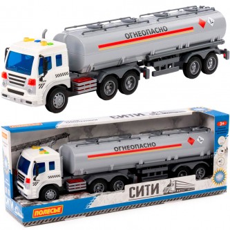 Автомобиль Сити с полуприцепом-цистерной инерционный со светом и звуком 83996