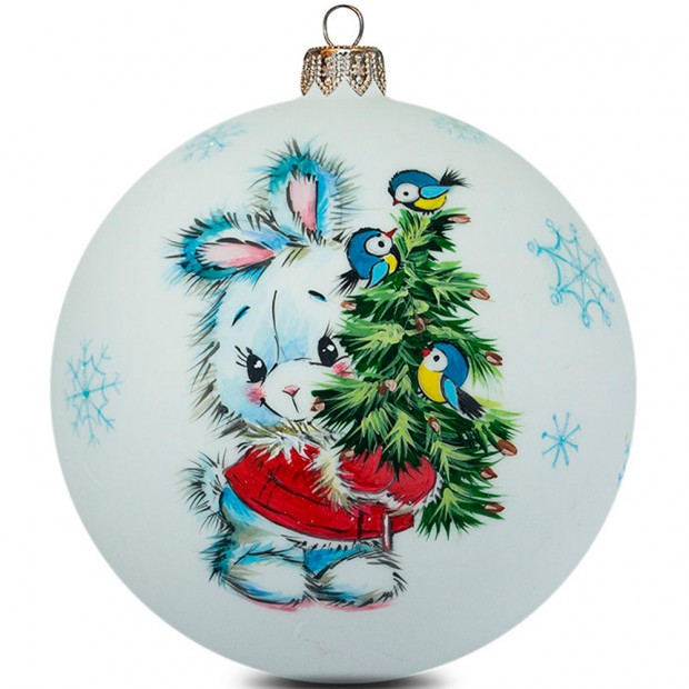 Шар 100 мм Зайка с елочкой Шар 100 мм Зайка с елочкой