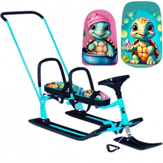 Снегокат 505 высокий SNOWKAT TWINS BABY PUSH для двоих, с 2 скл. спинк. П-обр толкатель Черепашки Снегокат 505 высокий SNOWKAT TWINS BABY PUSH для двоих, с 2 скл. спинк. П-обр толкатель Черепашки