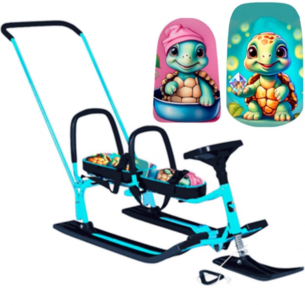 Снегокат 505 высокий SNOWKAT TWINS BABY PUSH для двоих, с 2 скл. спинк. П-обр толкатель Черепашки Снегокат 505 высокий SNOWKAT TWINS BABY PUSH для двоих, с 2 скл. спинк. П-обр толкатель Черепашки