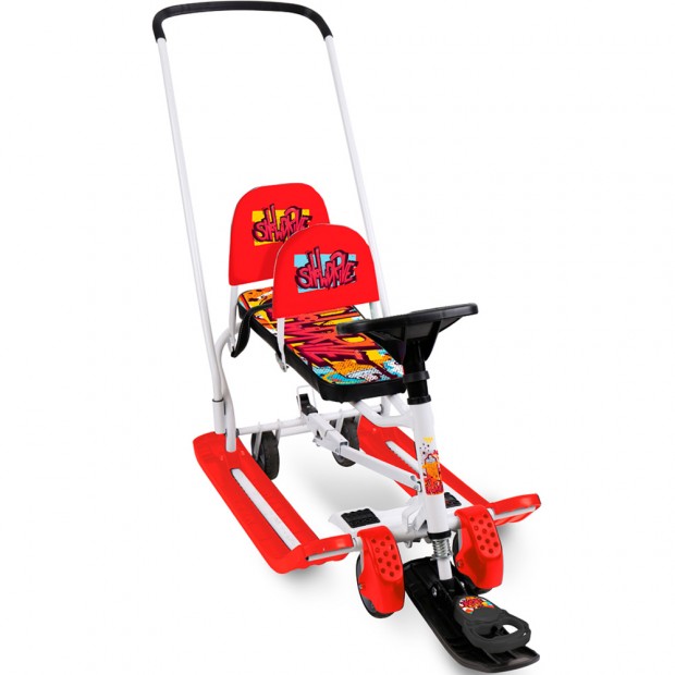 Снегокат Тимка спорт 6Д ТС6Д/GR для двоих с колёсами с граффити на красном /Ника/ Снегокат Тимка спорт 6Д ТС6Д/GR для двоих с колёсами с граффити на красном /Ника/