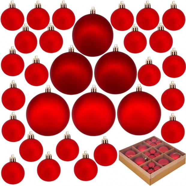 Ел.набор Шары красный 4cm+8cm 18шт в кор. FG240517122M