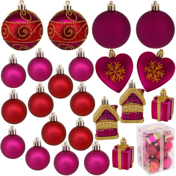 Ел.набор Шары бордо 4-5-6 см 23шт. в кор. E-48606YR Ел.набор Шары бордо 4-5-6 см 23шт. в кор. E-48606YR