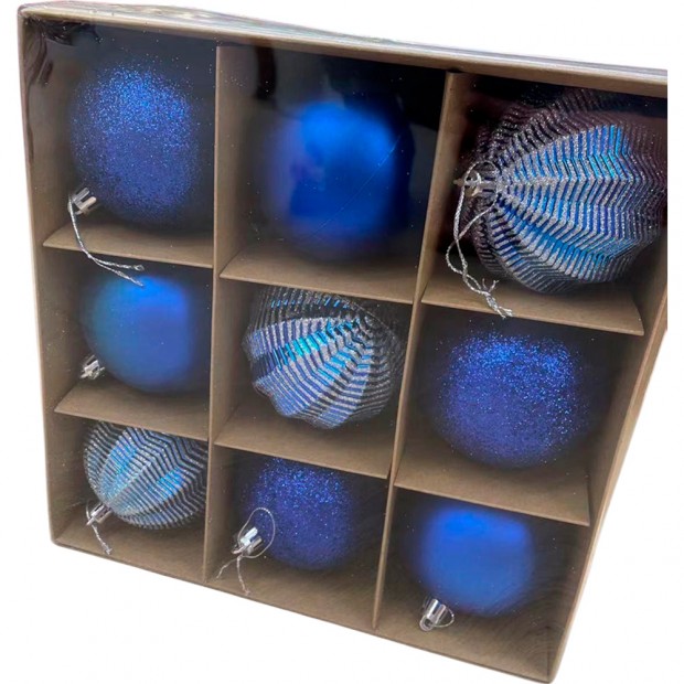 Елочный набор Шары синий 8см, 9шт FG240519133Q Елочный набор Шары синий 8см, 9шт FG240519133Q
