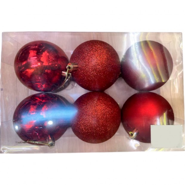 Елочный набор Шары красный 8см, 6шт FG240519098Q Елочный набор Шары красный 8см, 6шт FG240519098Q