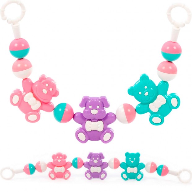 Погремушка-подвеска Забавные зверята 48 см розовый, сиреневый, бирюзовый 24453 П-Е /12/ Погремушка-подвеска Забавные зверята 48 см розовый, сиреневый, бирюзовый 24453 П-Е /12/