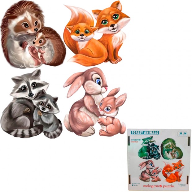 Деревянный Пазл 16 Лес. 4 пазла по 4 детали. MPZCAN29-M Деревянный Пазл 16 Лес. 4 пазла по 4 детали. MPZCAN29-M