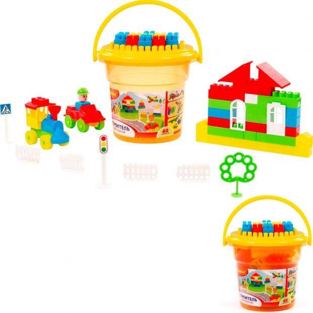 Конструктор Строитель 68эл. в ведре оранжевом Конструктор Строитель 68эл. в ведре оранжевом
