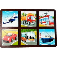 Деревянная Развивающая доска Сложи квадрат. Транспорт 8776 /30