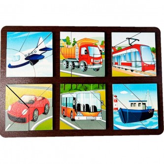 Деревянная Развивающая доска Сложи квадрат. Транспорт 8776 /30 Деревянная Развивающая доска Сложи квадрат. Транспорт 8776 /30
