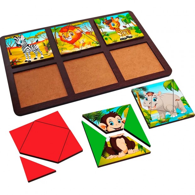 Деревянная Развивающая доска Сложи квадрат. Животные Африки 8779 /30 Деревянная Развивающая доска Сложи квадрат. Животные Африки 8779 /30