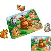 Деревянная Рамка вкладыш многоуровневая Мать и дитя Лесные животные ОА-00000473 Деревянная Рамка вкладыш многоуровневая Мать и дитя Лесные животные ОА-00000473