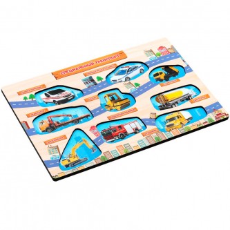 Дер. Рамка-вкладыш с ручками Транспорт Буратино W0282 Дер. Рамка-вкладыш с ручками Транспорт Буратино W0282