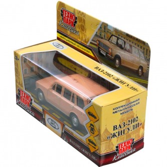 Модель ваз-2102 12 см, двери, багаж, инер,бежевый Технопарк Модель ваз-2102 12 см, двери, багаж, инер,бежевый Технопарк