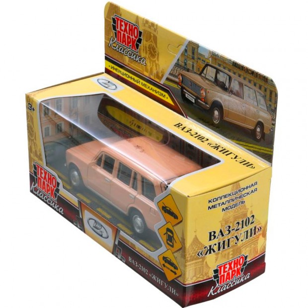 Модель ваз-2102 12 см, двери, багаж, инер,бежевый Технопарк Модель ваз-2102 12 см, двери, багаж, инер,бежевый Технопарк