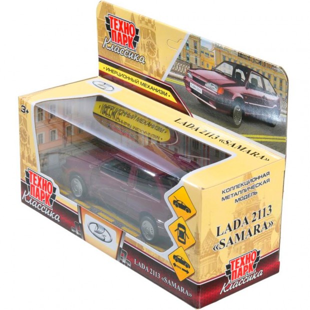 Модель ваз-2113 12 см, двери, багаж, инерц, красный Технопарк в коробке Модель ваз-2113 12 см, двери, багаж, инерц, красный Технопарк в коробке