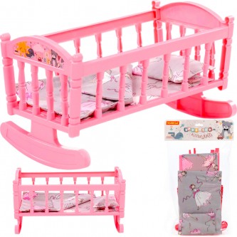 Кроватка-качалка сб. для кукол №4 розовая 24040 Кроватка-качалка сб. для кукол №4 розовая 24040