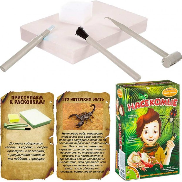 Набор Исторические раскопки Науки с Буки BONDIBON Насекомые 510231-3/471632 Набор Исторические раскопки Науки с Буки BONDIBON Насекомые 510231-3/471632