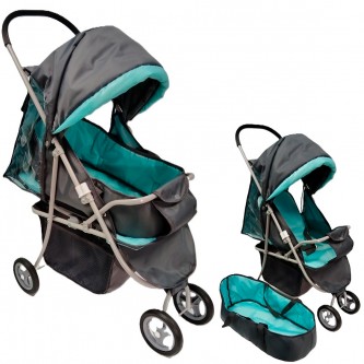 Коляска для куклы трансформер графит/морская волна КР-250 Коляска для куклы трансформер графит/морская волна КР-250
