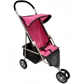 Коляска для куклы прогулочная графит/розовая КР-210 Коляска для куклы прогулочная графит/розовая КР-210