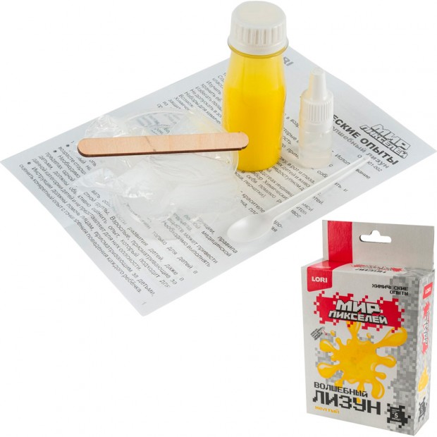 Набор Химические опыты. Волшебный лизун Мир пикселей Жёлтый лизун Опи-002 Набор Химические опыты. Волшебный лизун Мир пикселей Жёлтый лизун Опи-002