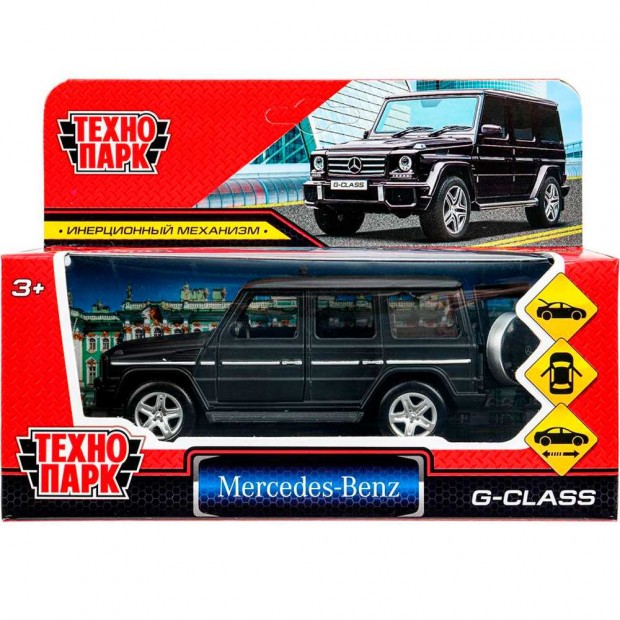 Модель G-СLASS-BK-WOD MERCEDES-BENZ G-CLASS МАТОВЫЙ 12 см, двер, багаж, черный Технопарк  в кор.